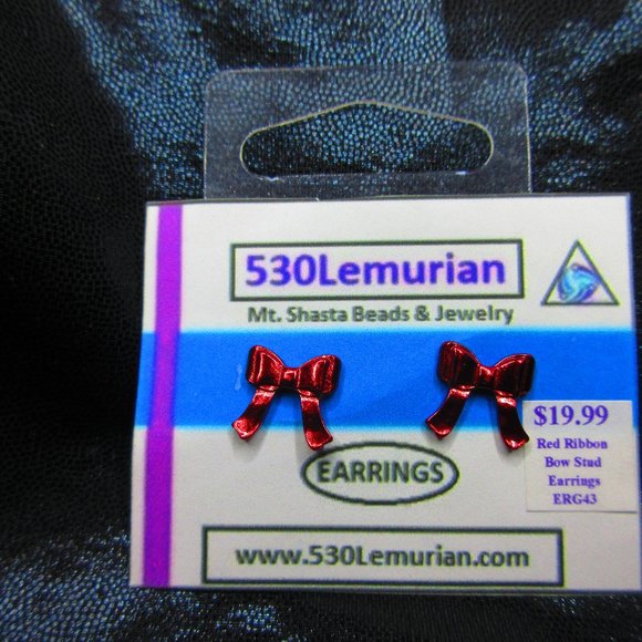 Red Bow Christmas Festive Stud Earrings - Picture 1 of 3